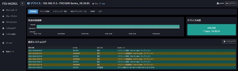 アラーム発報確認