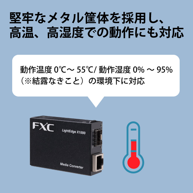 10/100BASE-T to 100BASE-FX対応 メディアコンバータ 