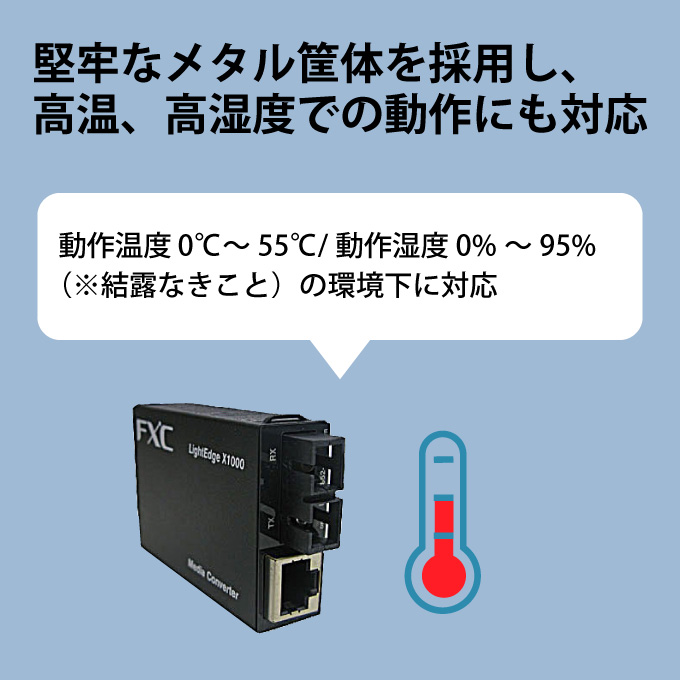 10/100BASE-T to 100BASE-FX対応 (2芯タイプ)メディアコンバータ 